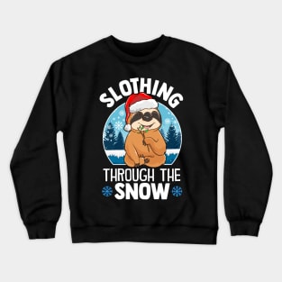 Cute & Funny Slothing Through The Snow Christmas Crewneck Sweatshirt